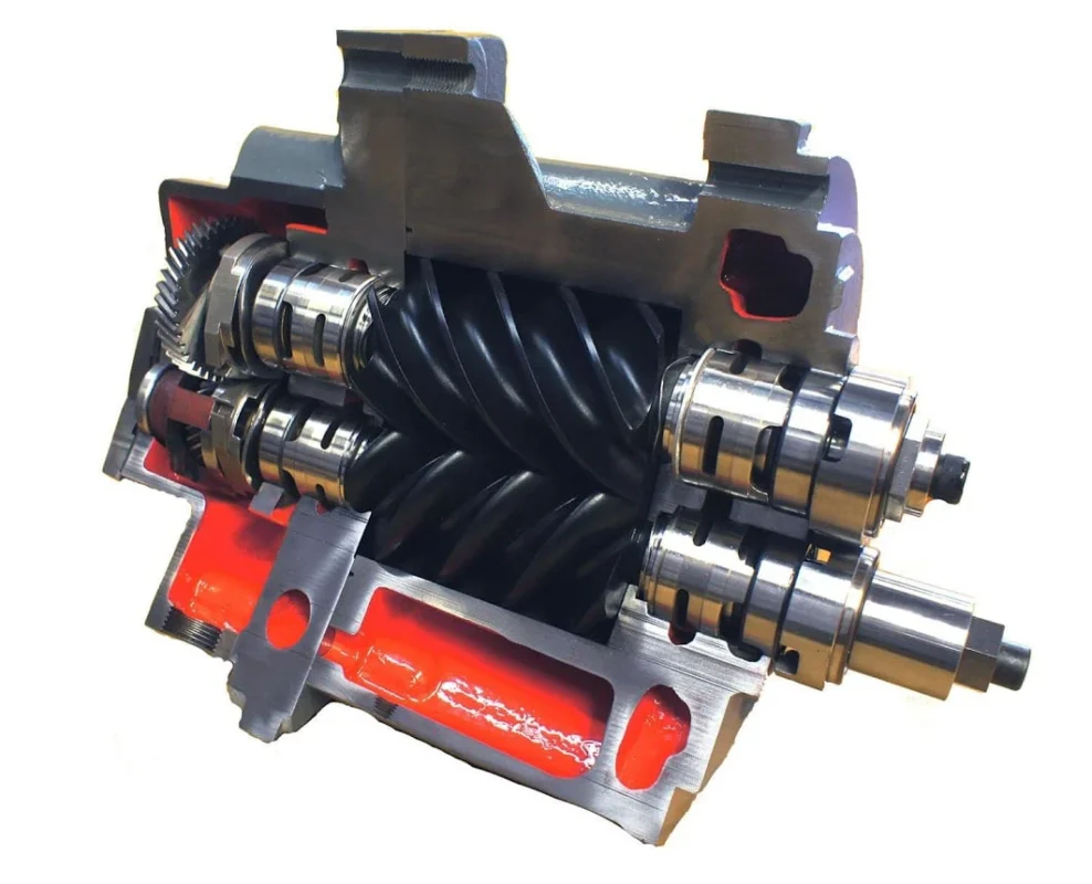 نمای برش خورده از ایرند کمپرسور اسکرو