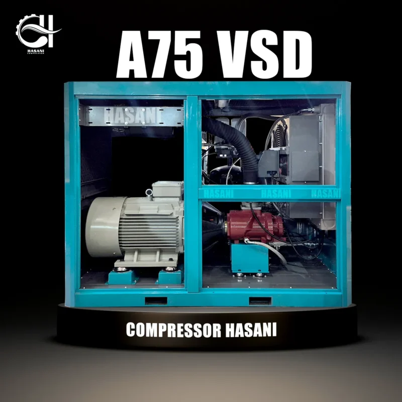 کمپرسور اسکرو 55 کیلووات مدل A75VSD دورمتغیر و کوپل مستقیم